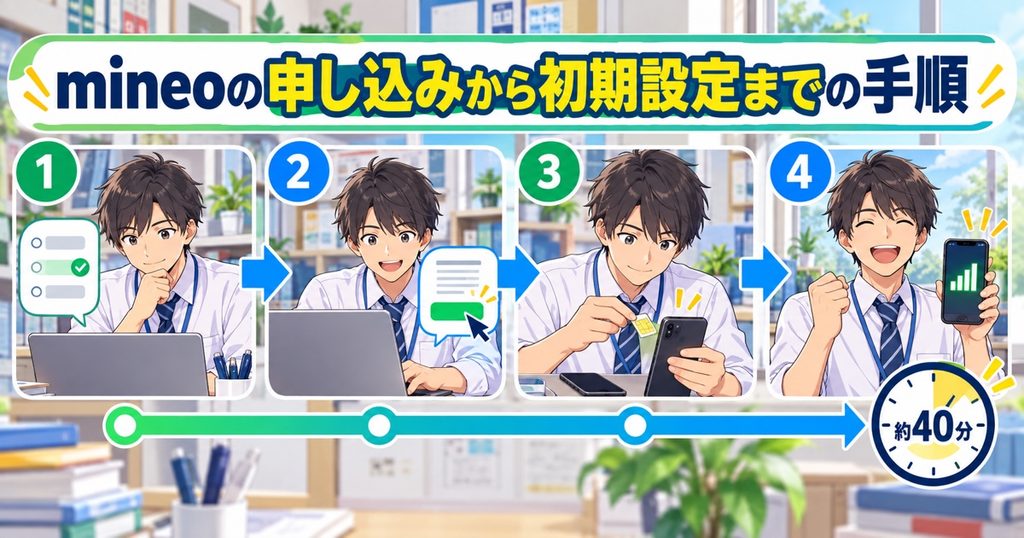 mineoの申し込みから初期設定までの手順